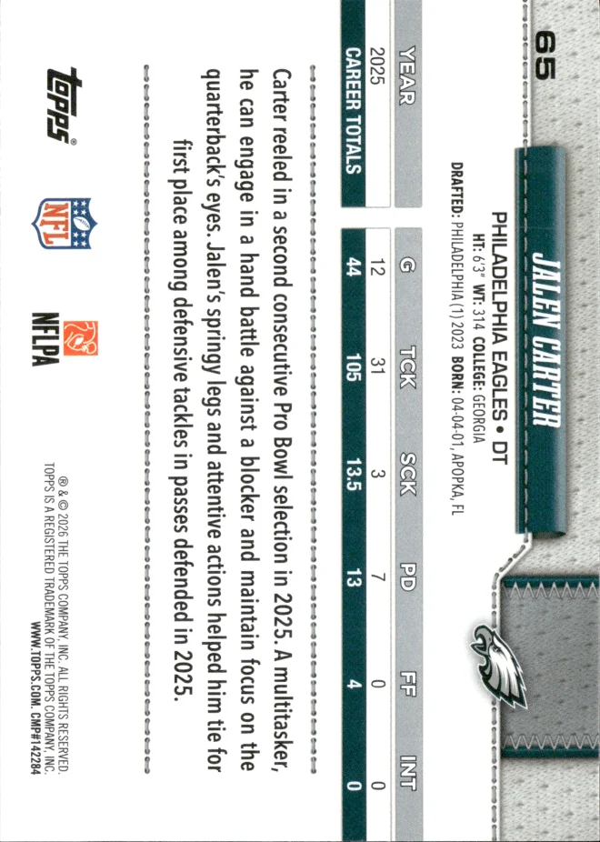 Jalen Carter card back
