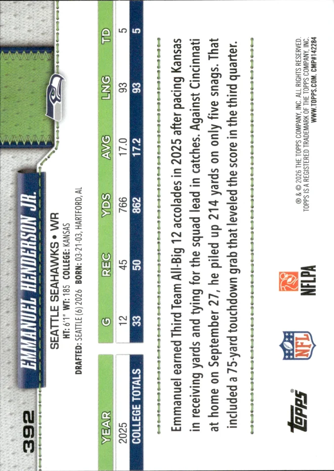 Emmanuel Henderson Jr. card back