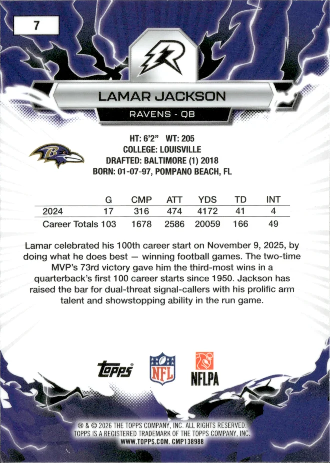 Lamar Jackson card back