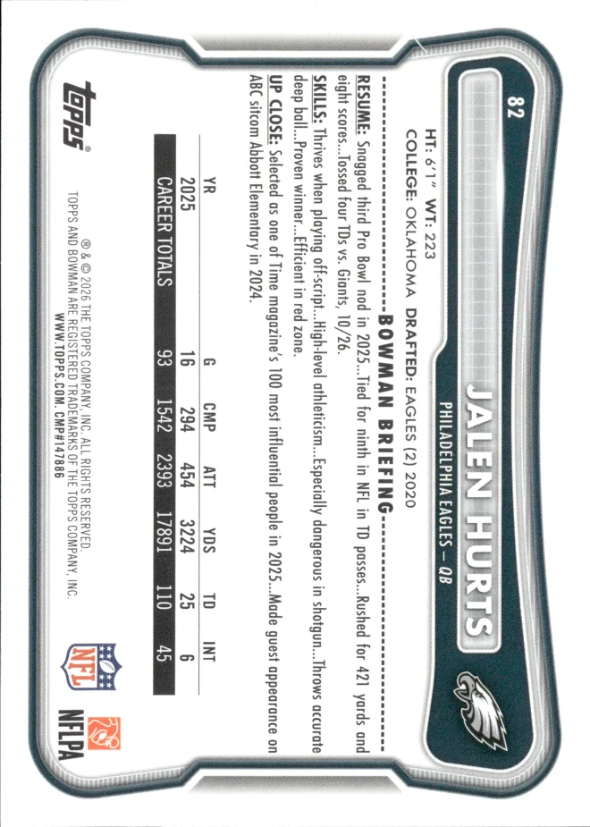 Jalen Hurts card back