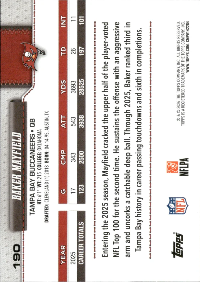 Baker Mayfield card back