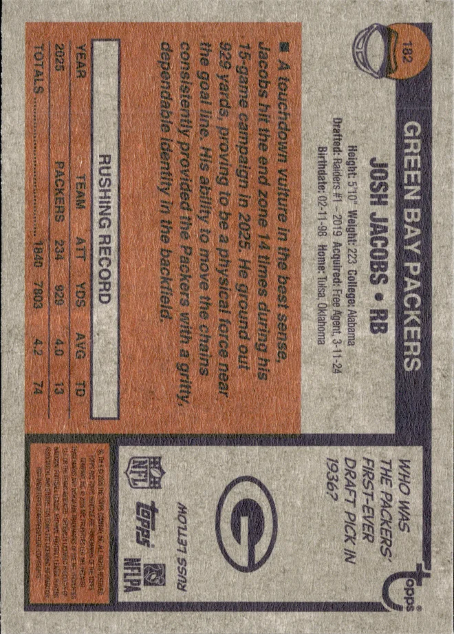 Josh Jacobs card back