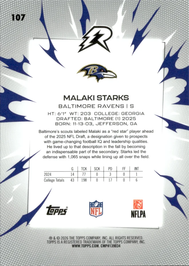 Malaki Starks card back