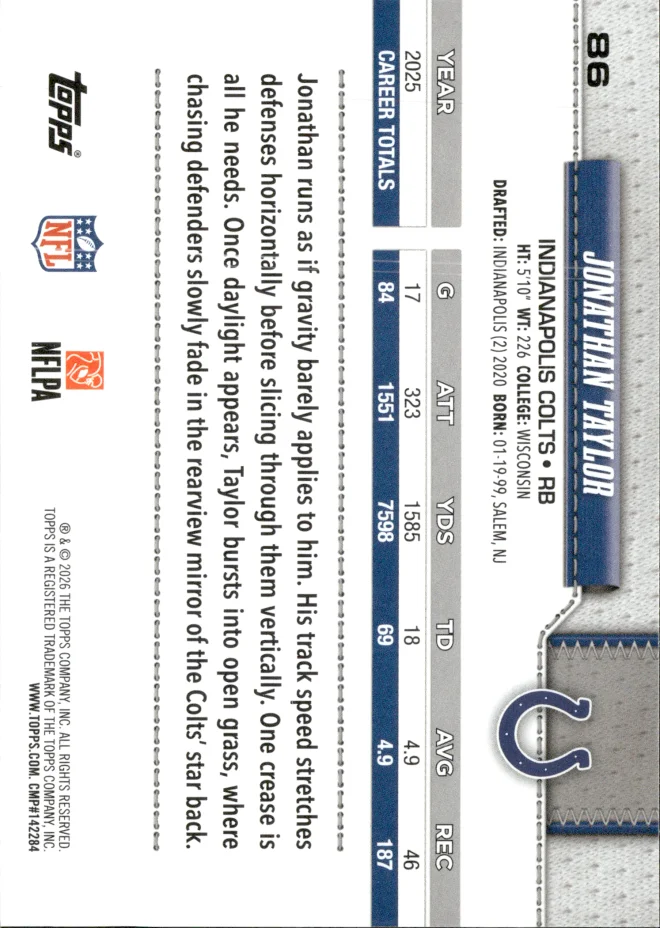 Jonathan Taylor card back