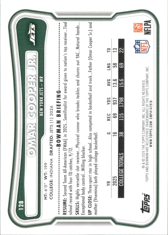 Omar Cooper Jr. card back