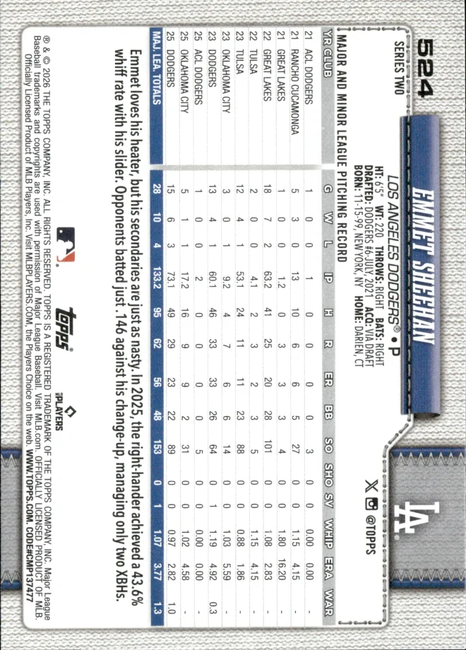 Emmet Sheehan card back