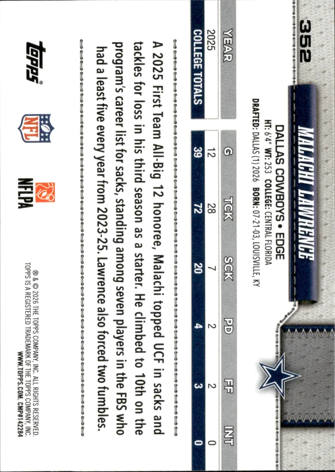 Malachi Lawrence card back