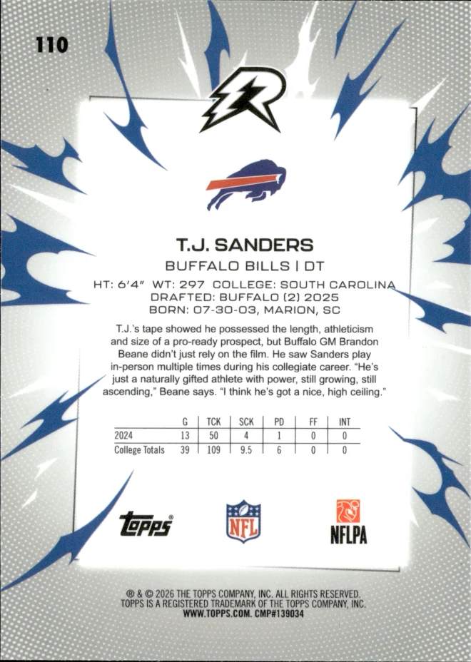 T.J. Sanders card back