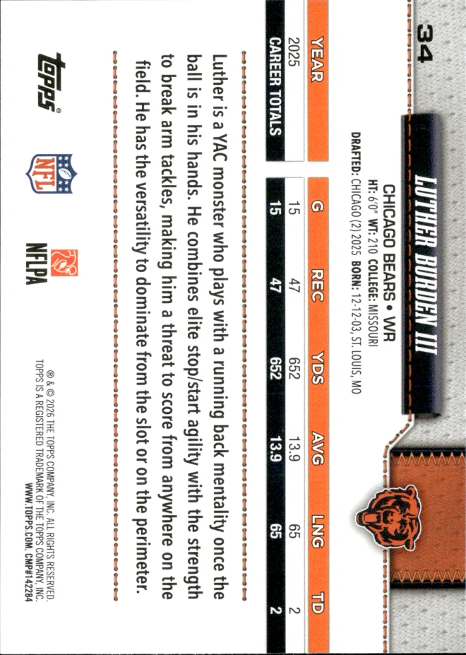 Luther Burden III card back