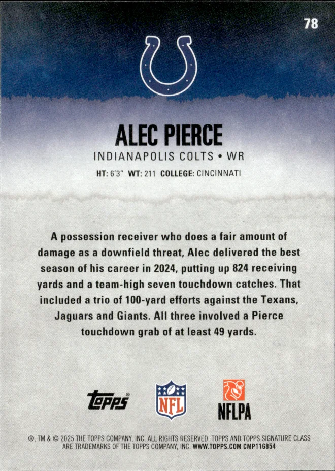 Alec Pierce card back