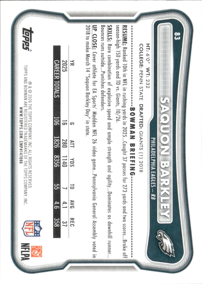 Saquon Barkley card back