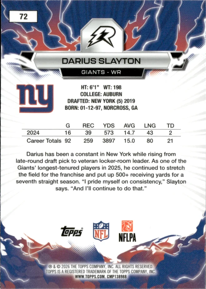 Darius Slayton card back