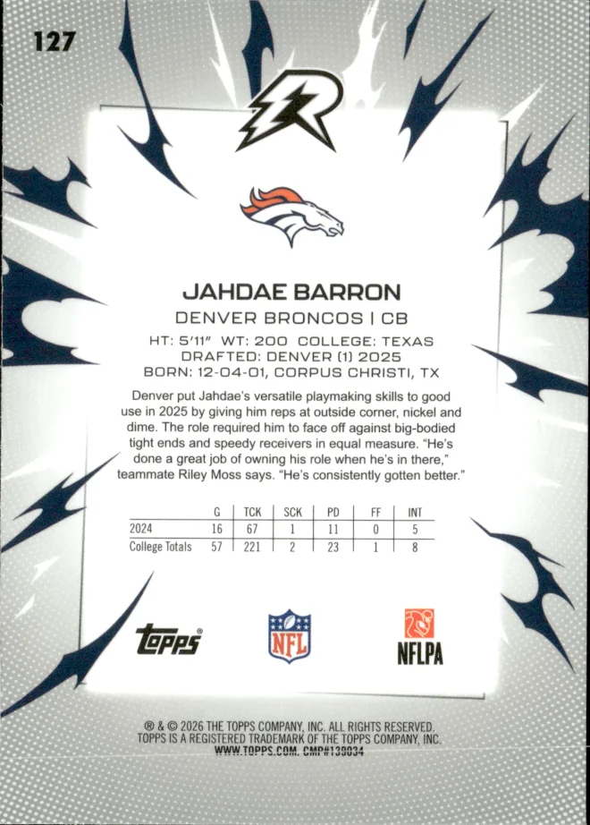 Jahdae Barron card back