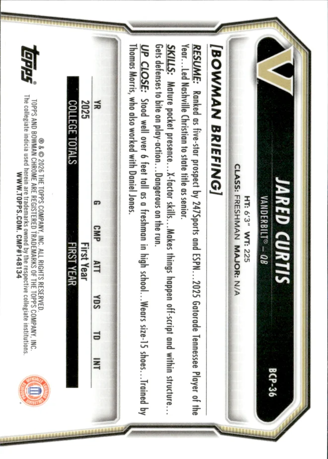 Jared Curtis card back