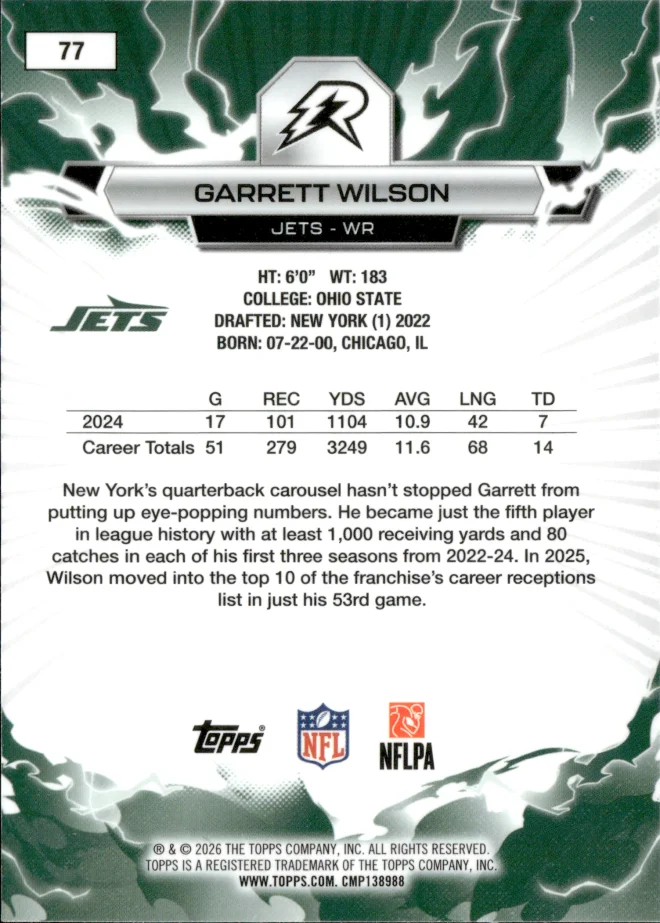 Garrett Wilson card back