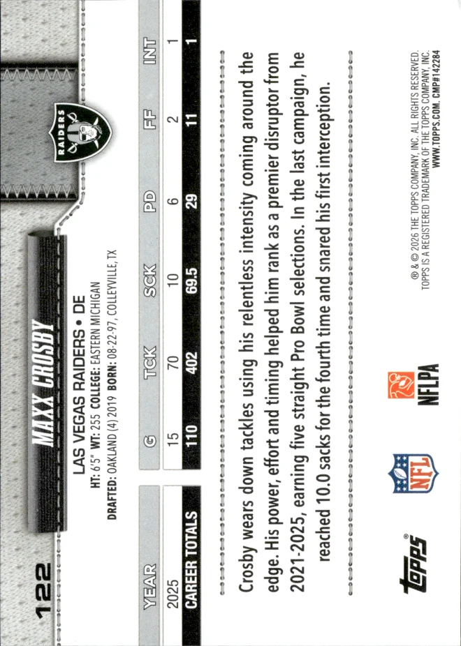 Maxx Crosby card back