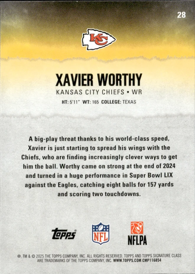 Xavier Worthy card back