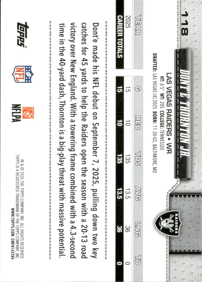 Dont'e Thornton Jr. card back