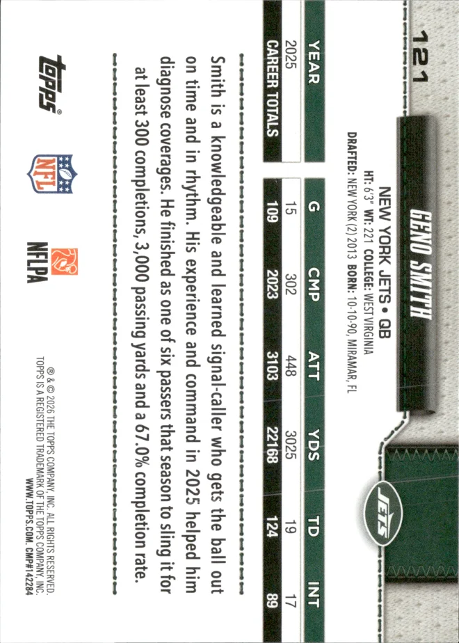 Geno Smith card back