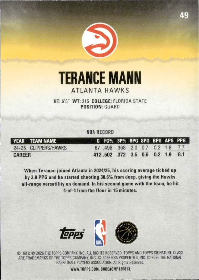 Terance Mann card back