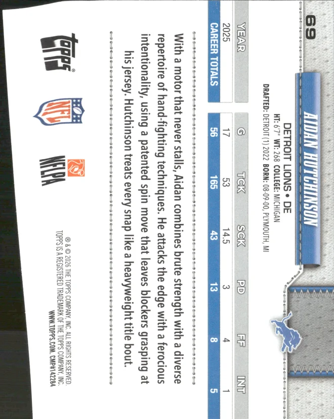 Aidan Hutchinson card back