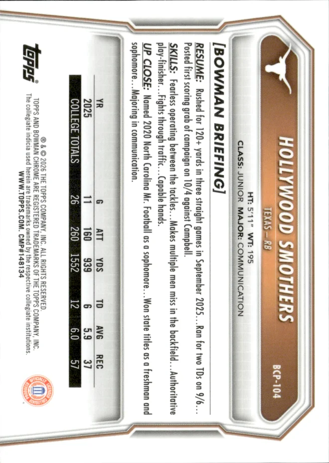 Hollywood Smothers card back
