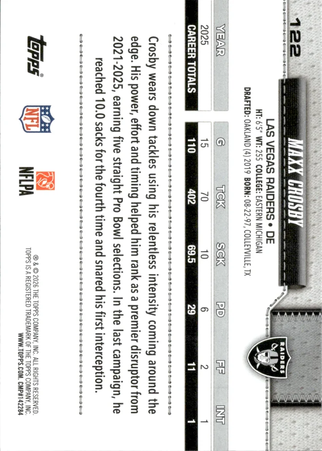 Maxx Crosby card back