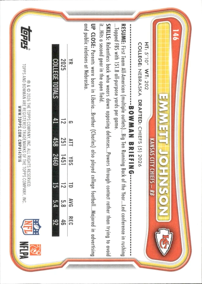 Emmett Johnson card back