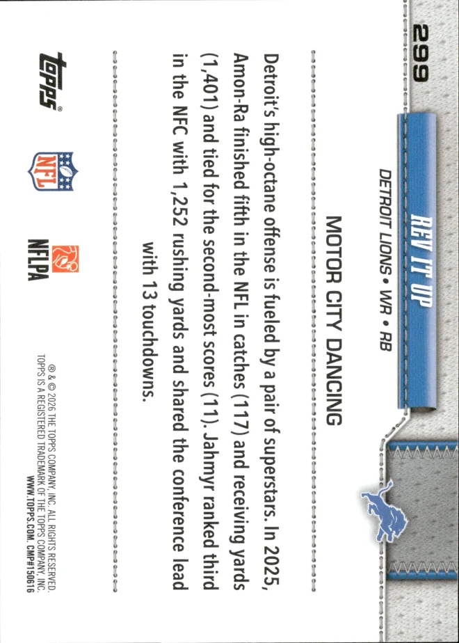 Amon-Ra St. Brown & Jahmyr Gibbs card back