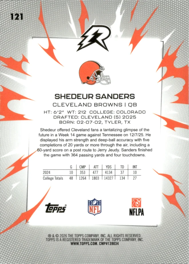 Shedeur Sanders card back