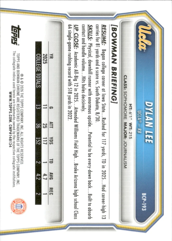 Dylan Lee card back