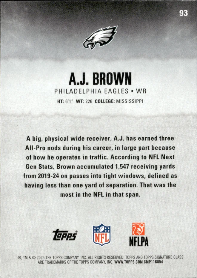 A.J. Brown card back