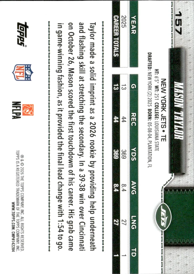 Mason Taylor card back