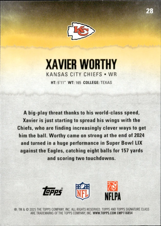 Xavier Worthy card back