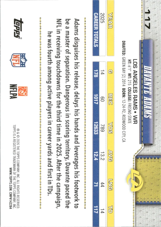 Davante Adams card back