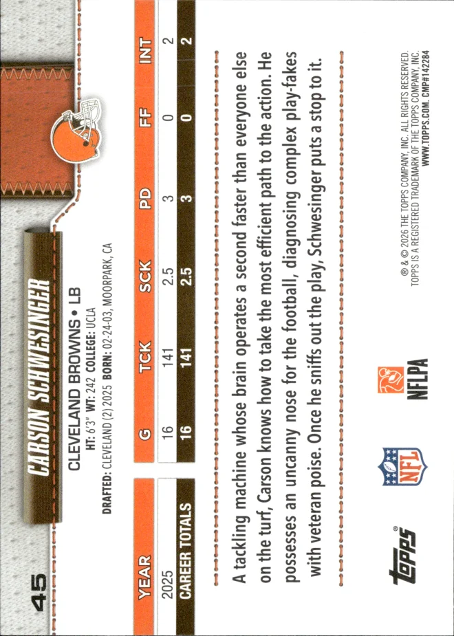 Carson Schwesinger card back
