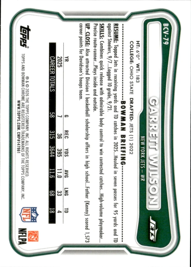 Garrett Wilson card back
