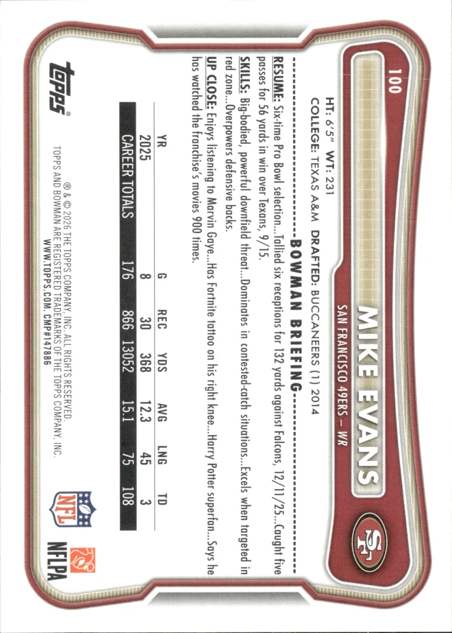 Mike Evans card back