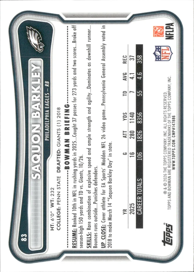 Saquon Barkley card back