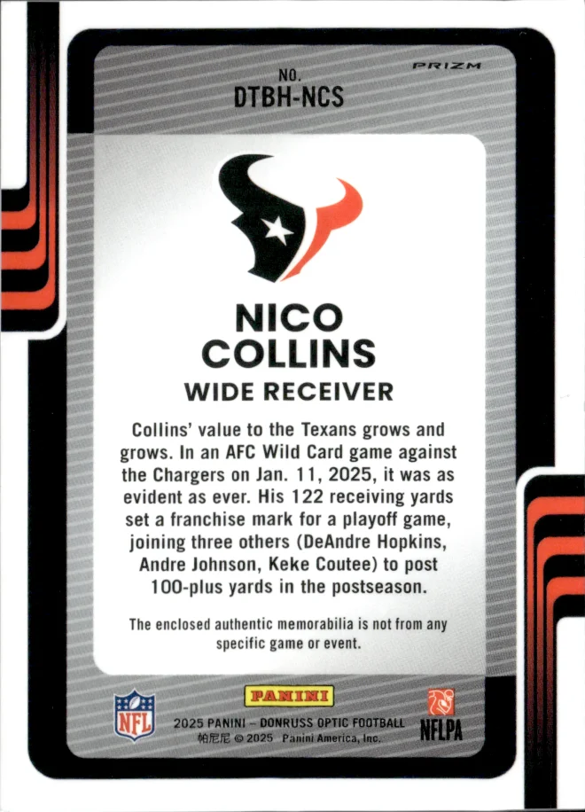 Nico Collins card back