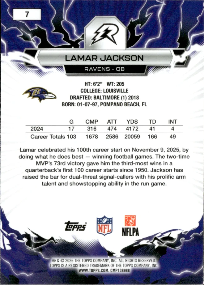 Lamar Jackson card back