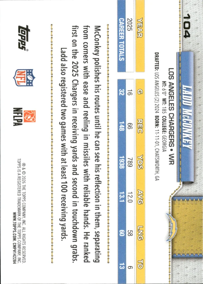 Ladd McConkey card back