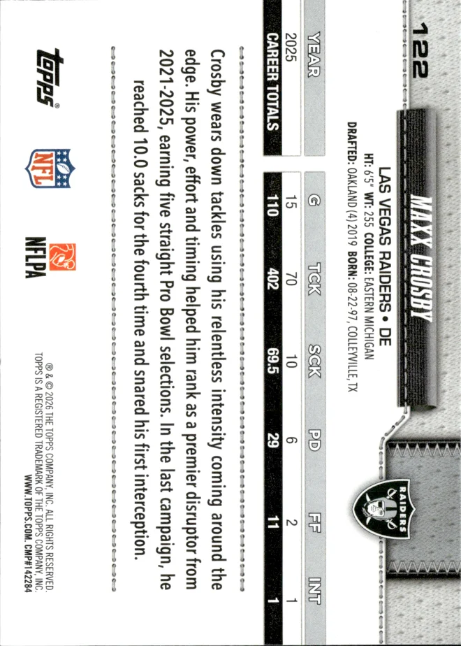 Maxx Crosby card back
