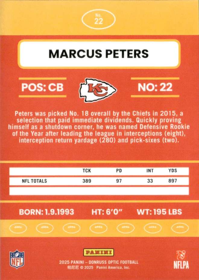 Marcus Peters card back