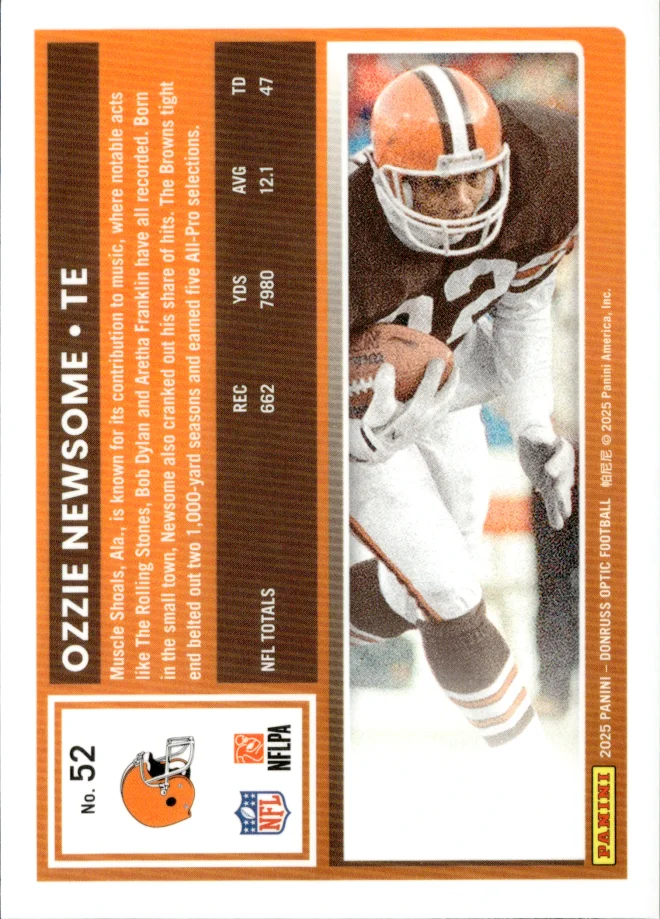 Ozzie Newsome card back