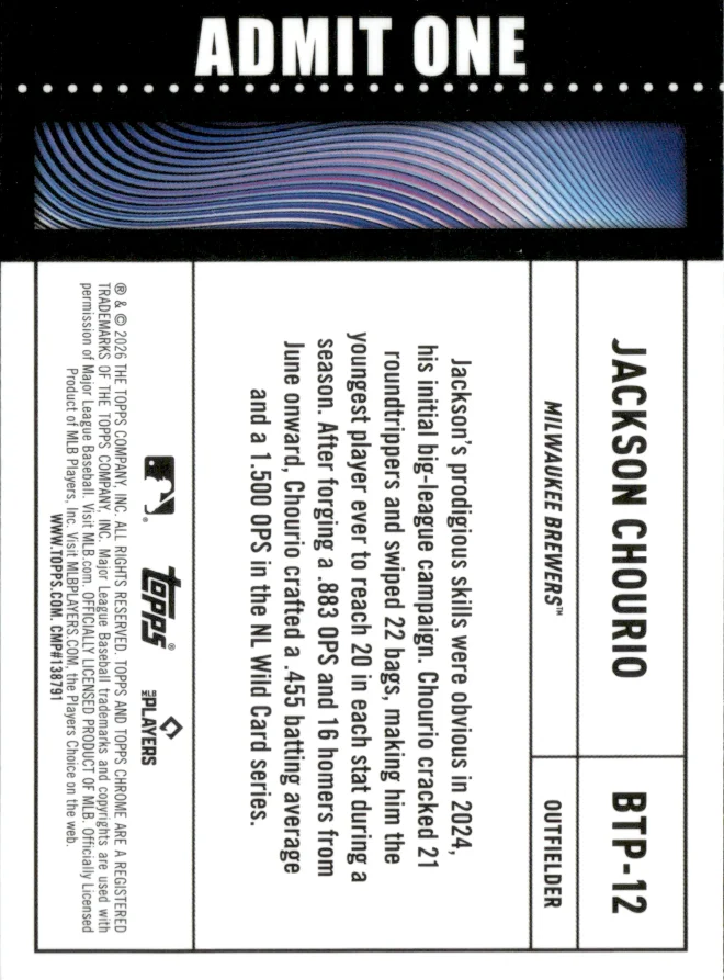 Jackson Chourio card back