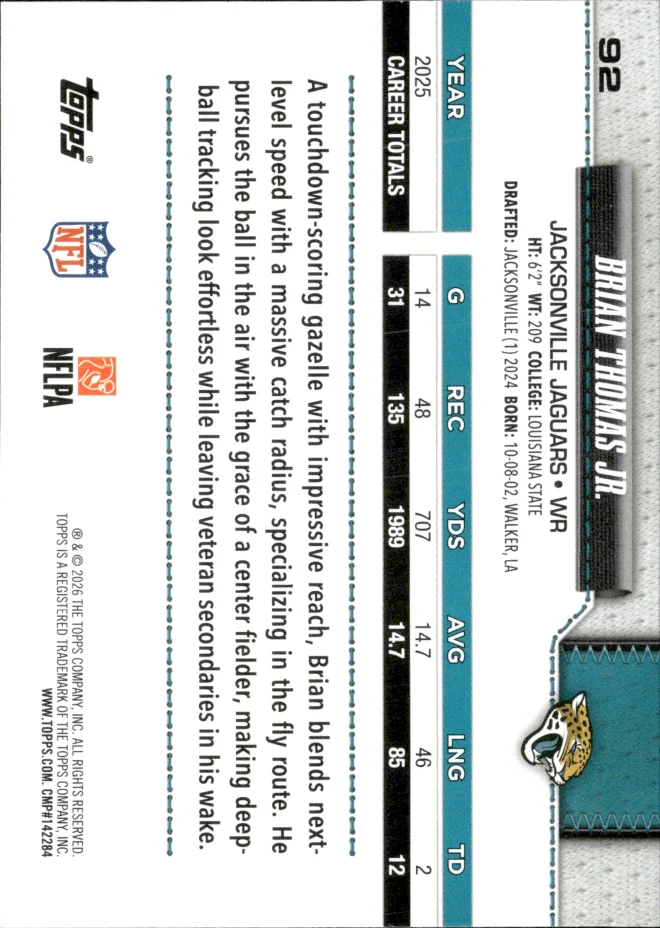 Brian Thomas Jr. card back