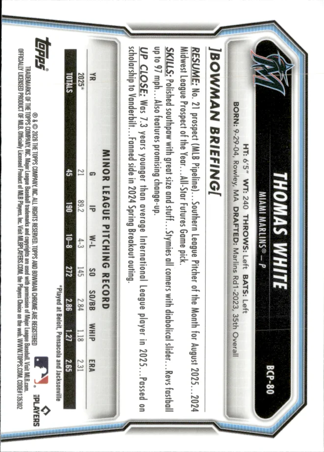 Thomas White card back