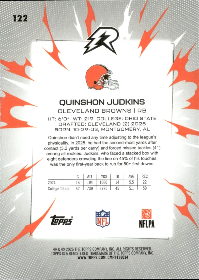 Quinshon Judkins card back