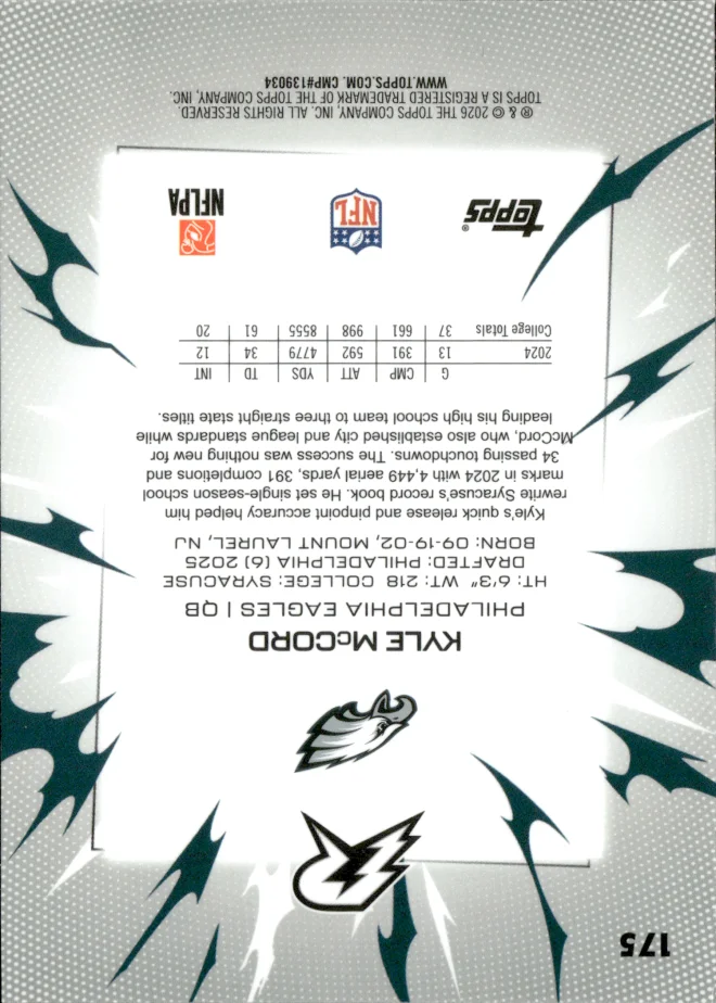 Kyle McCord card back